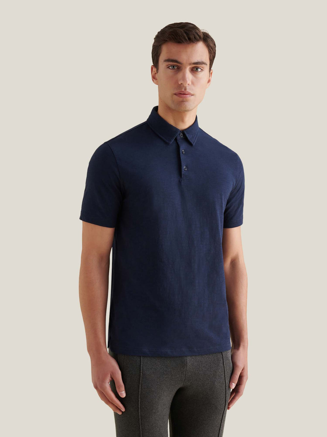Slub Jersey Polo Shirt in Dark Sapphire Navy