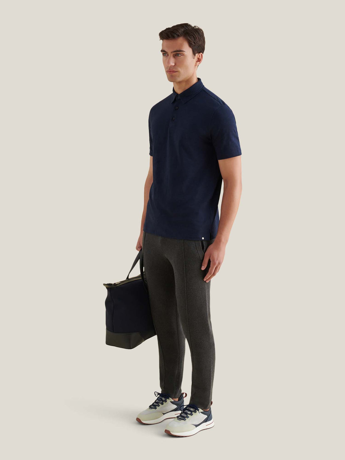 Slub Jersey Polo Shirt in Dark Sapphire Navy