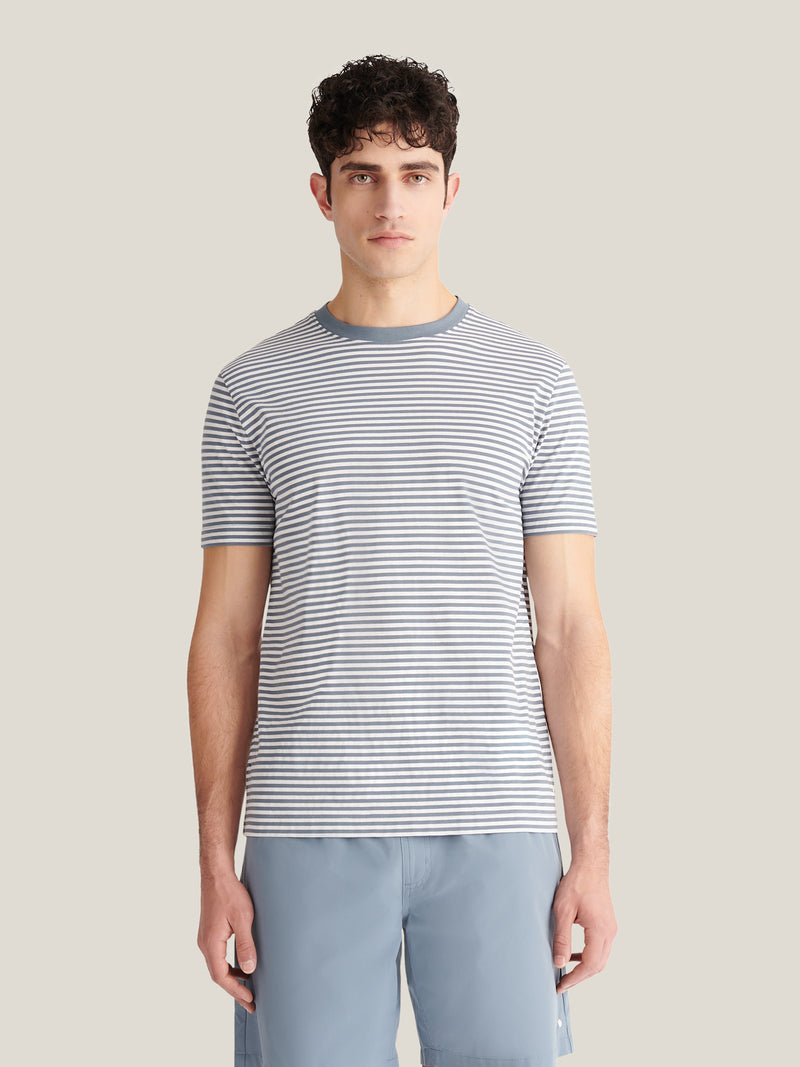 Noli Stripe Pique T-Shirt in Blue Mirage