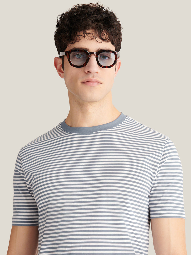Noli Stripe Pique T-Shirt in Blue Mirage
