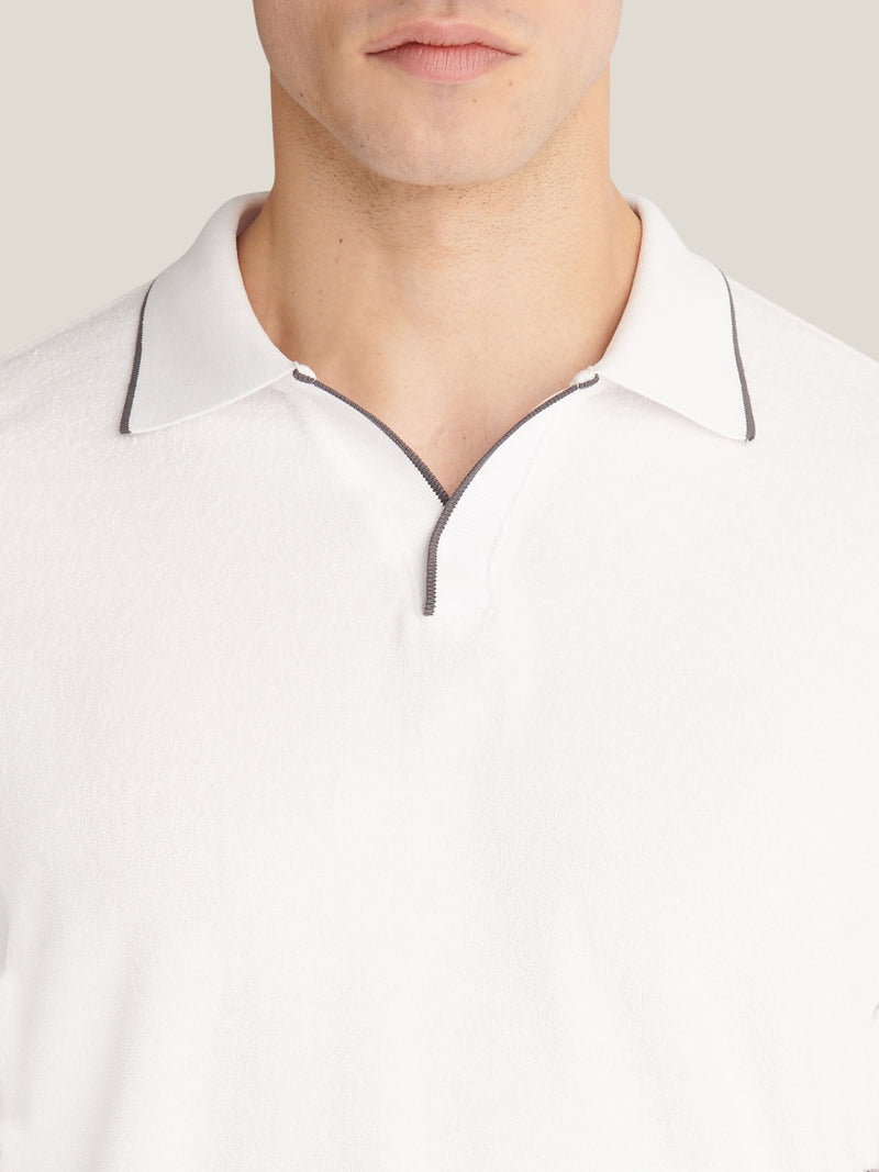Bagni Towelling Polo in Bright White