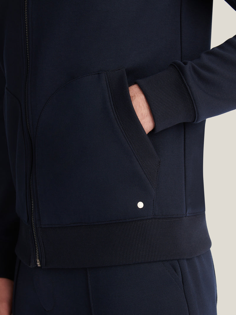 Riva Zip Hooded Jacket in Dark Sapphire Navy