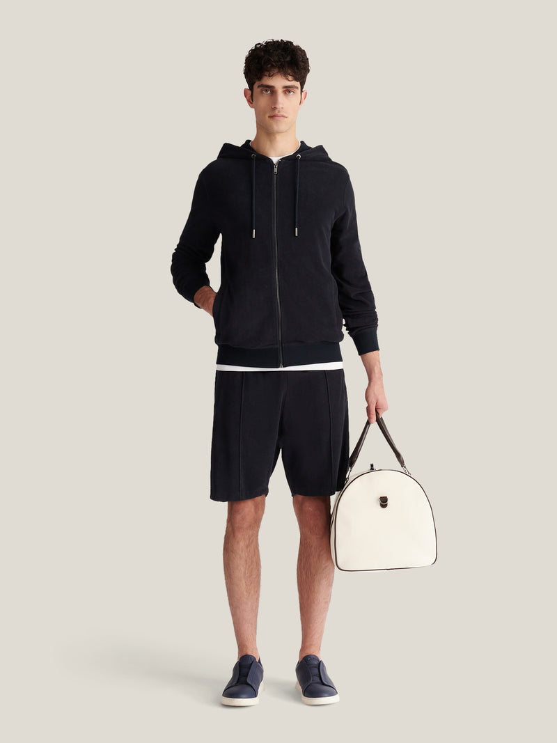 Bagni Towelling Zip Hoodie in Dark Sapphire Navy