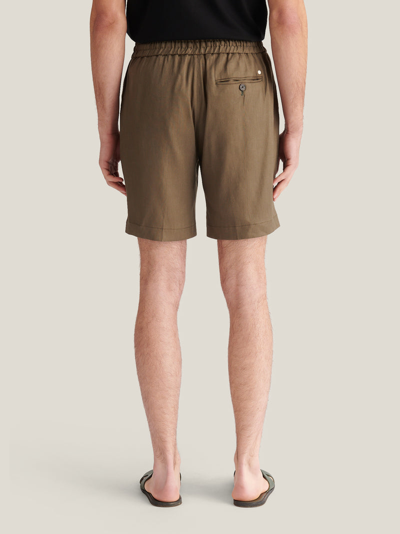 Marina Linen Blend Bermuda Short in Tea Leaf
