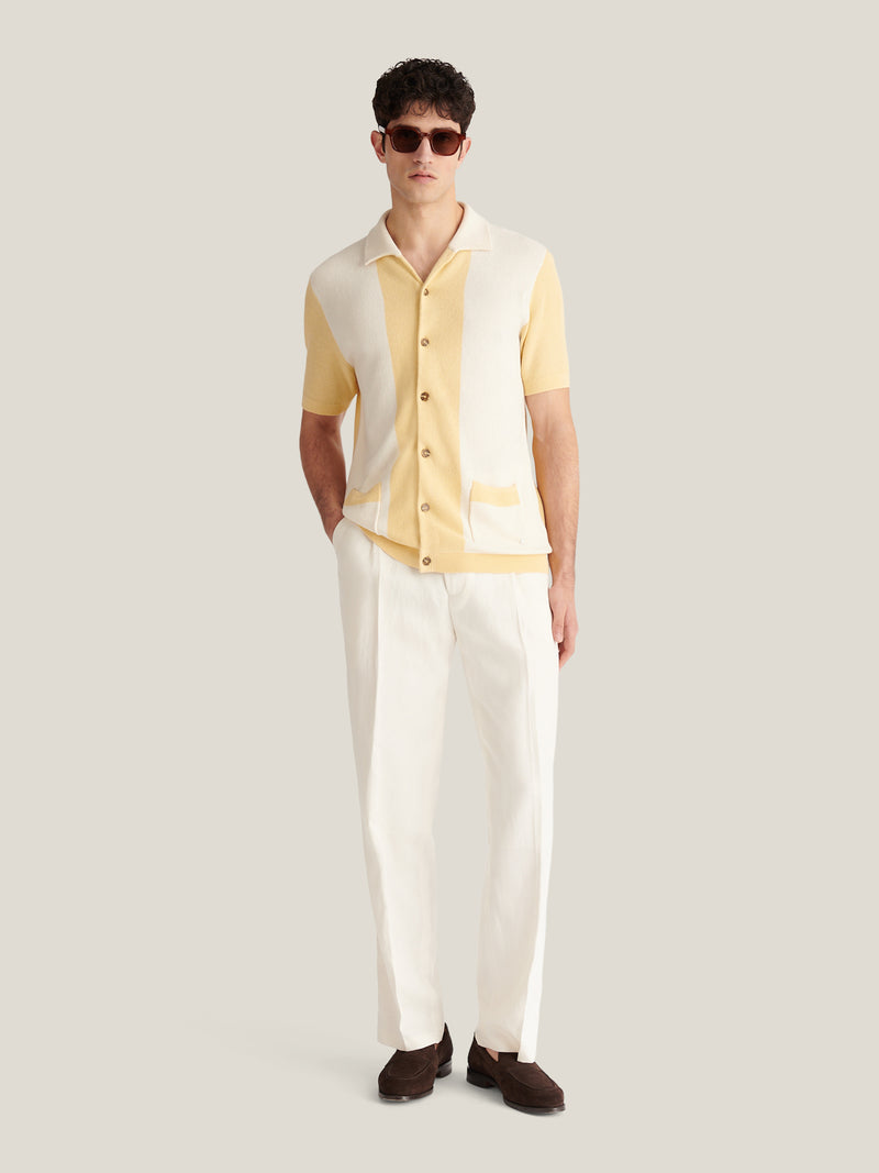 Sonny Open Stitch Revere Shirt in Reed Yellow