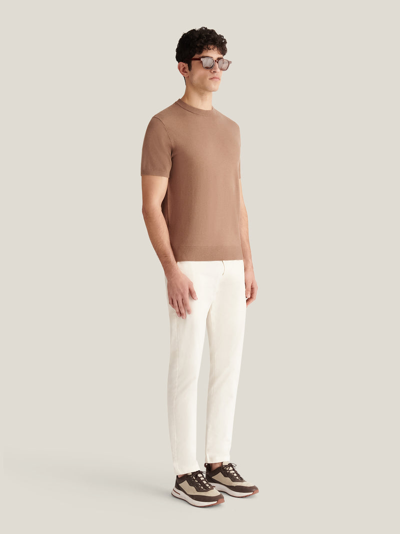 Genovese Knitted T-Shirt in Caribou