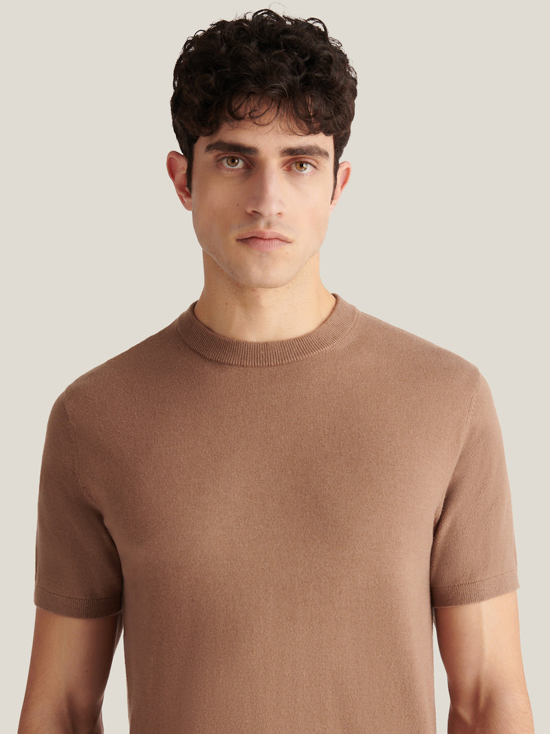Genovese Knitted T-Shirt in Caribou