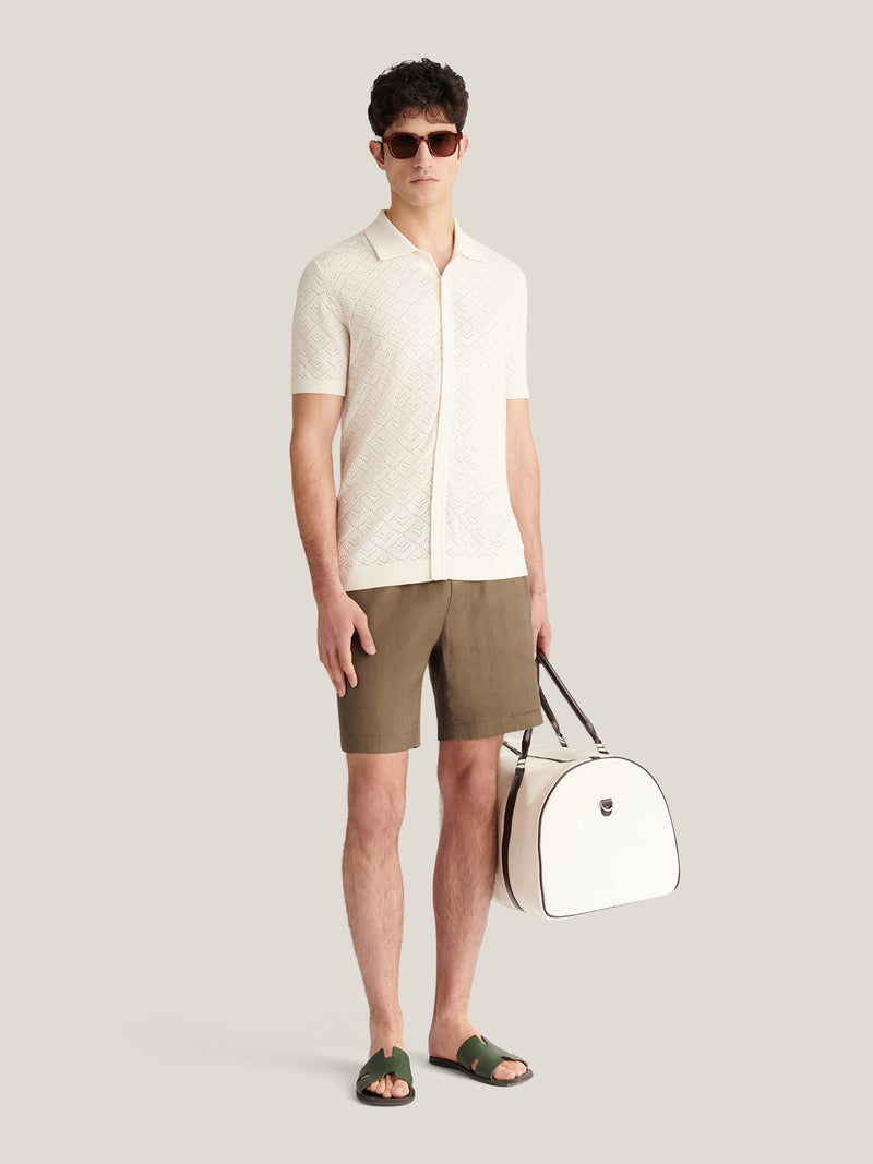 Rico Monogram Knit Shirt in Egret