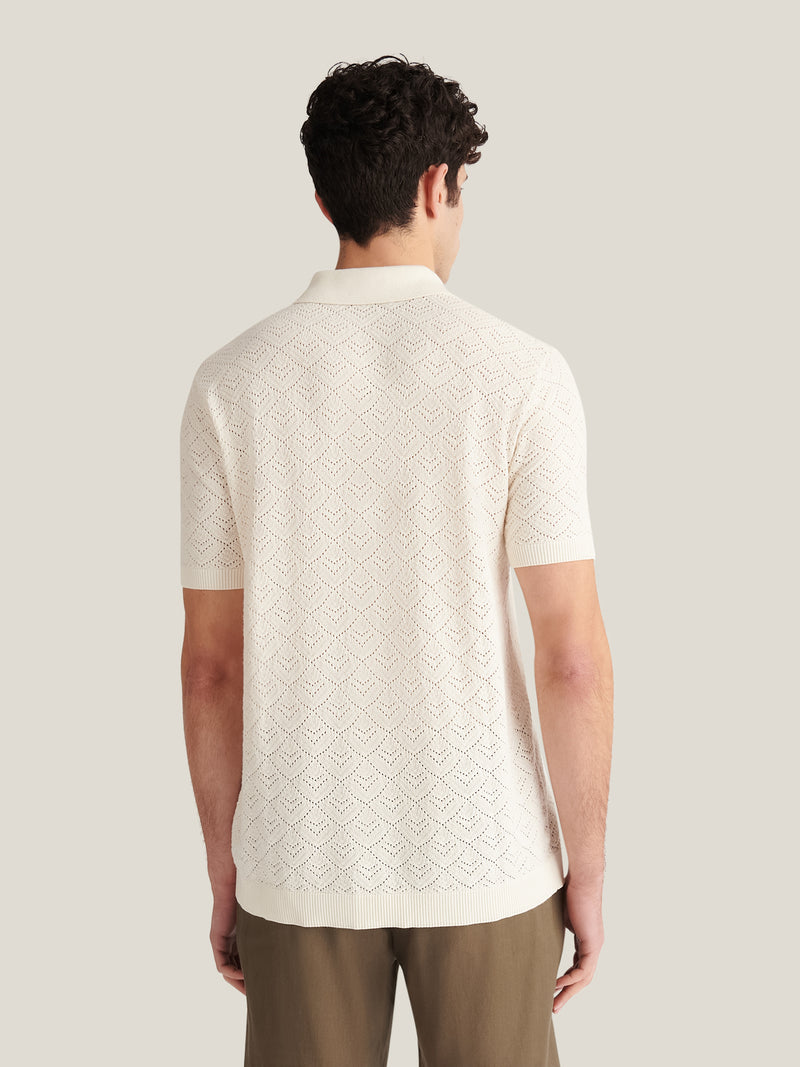 Rico Monogram Knit Shirt in Egret
