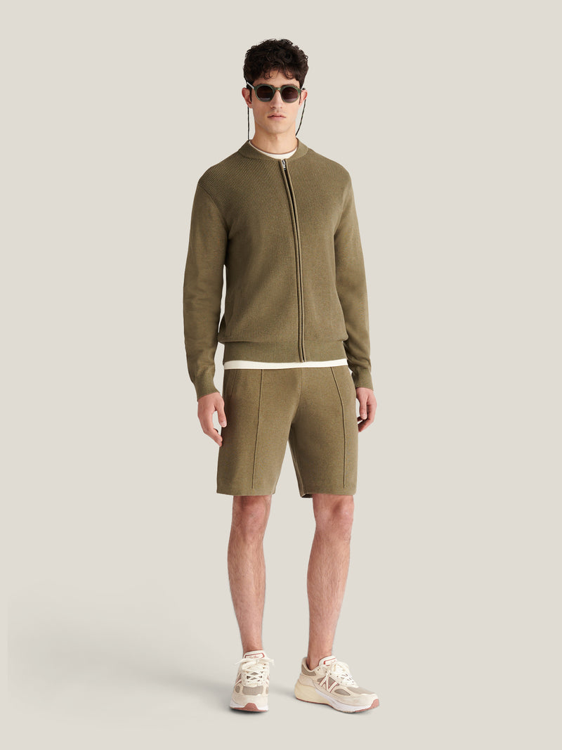 Milano Cardigan Knit Bomber in Tea Leaf