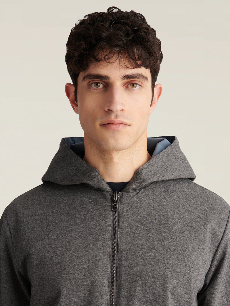 Sloane Reversible Hooded Jacket in Blue Mirage