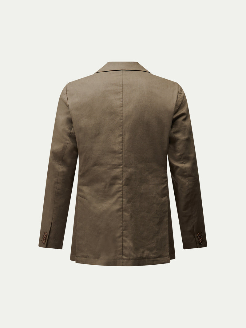 Castello Linen Blend Double Breasted Blazer in Tea Leaf