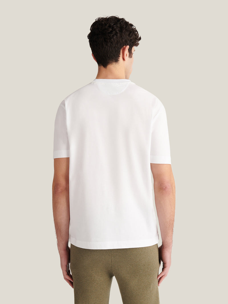 Devonshire Mercerised Cotton T-Shirt in Bright White