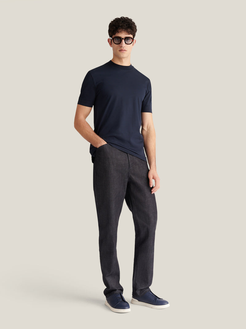 Mercerised Cotton T-Shirt Dark Sapphire Navy