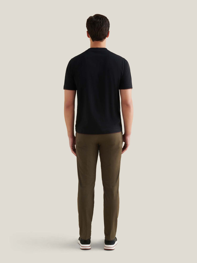 Double Layer Mercerised Cotton T-Shirt Black