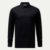 Mercerised Cotton Long Sleeve Polo Shirt Black