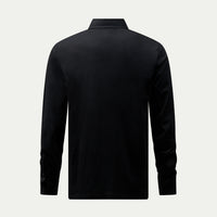 Mercerised Cotton Long Sleeve Polo Shirt Black