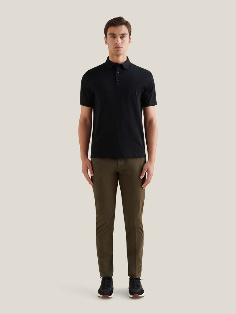 Mercerised Cotton Polo Shirt Black