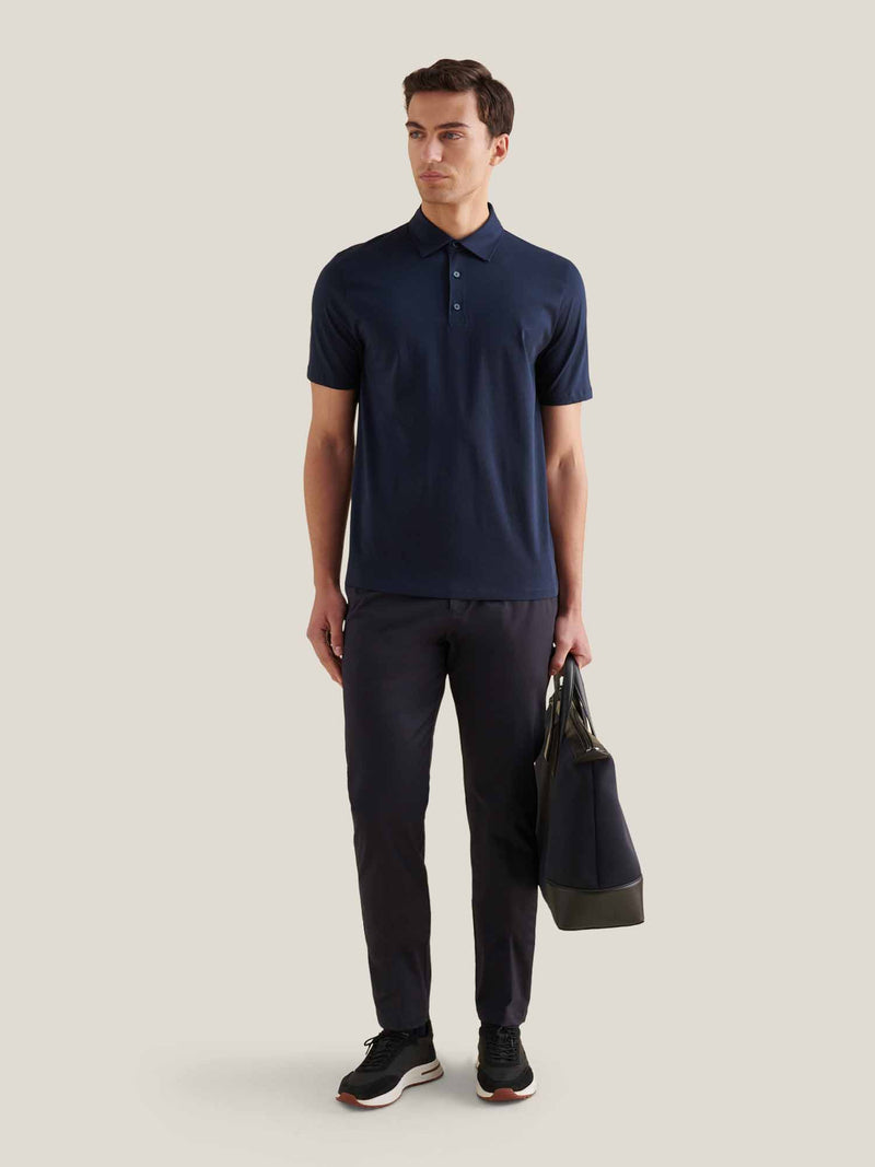 Mercerised Cotton Polo Shirt Dark Sapphire Navy