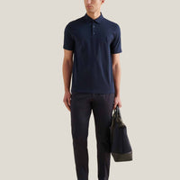 Mercerised Cotton Polo Shirt Dark Sapphire Navy