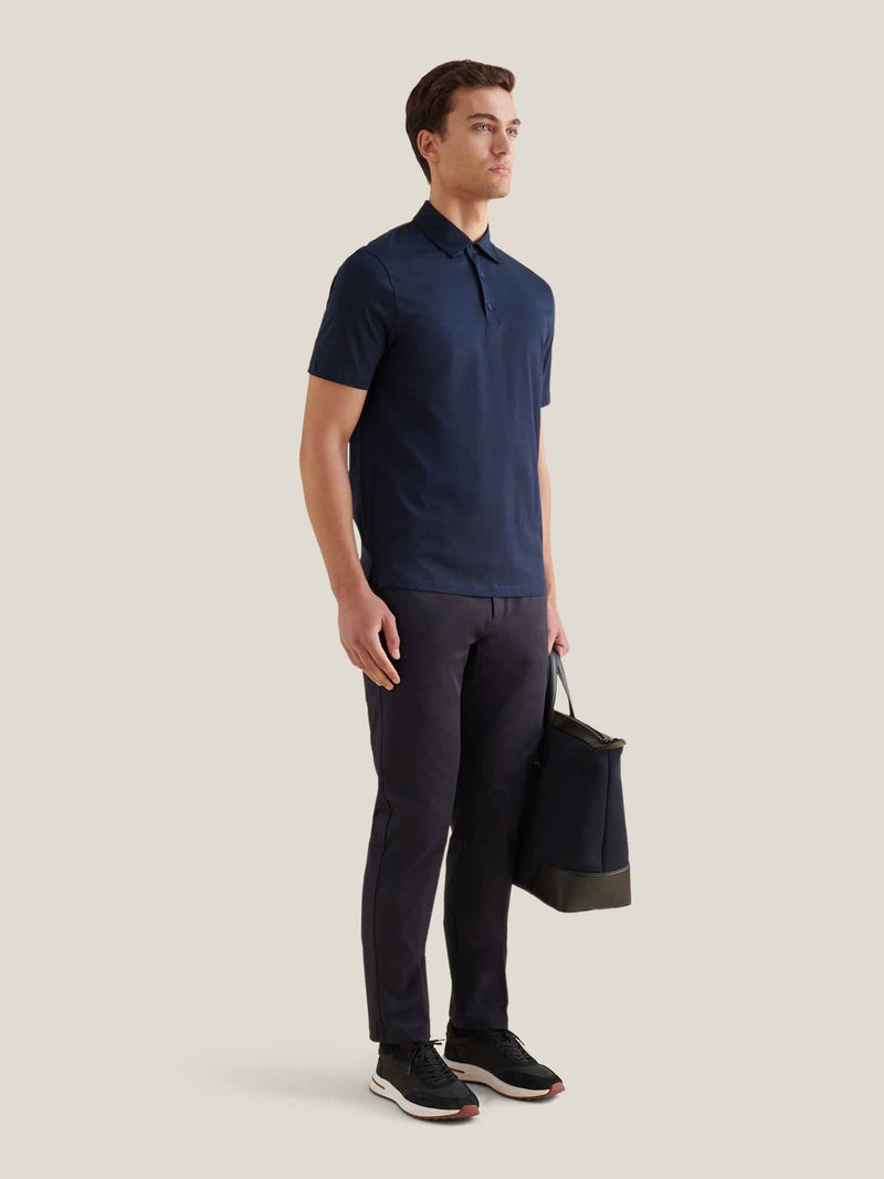 Mercerised Cotton Polo Shirt Dark Sapphire Navy