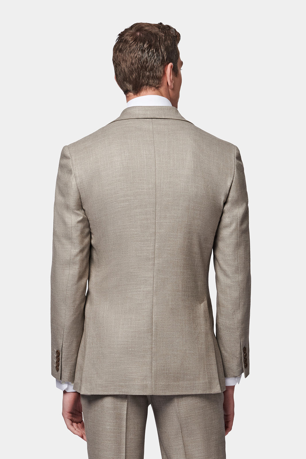 Linen Contemporary Notched Lapel Suit in Taupe