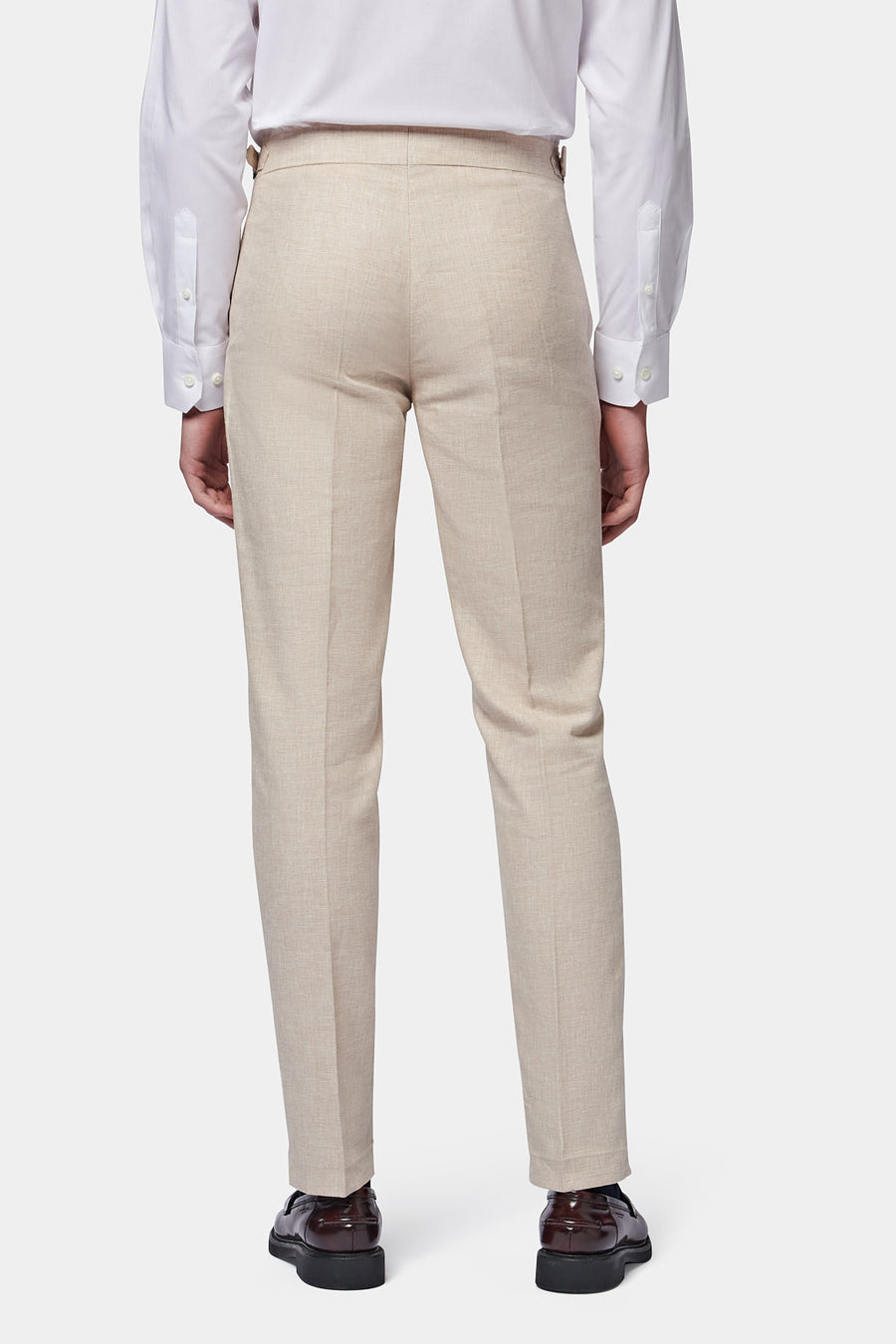 Linen Blend Classic Three Piece Suit in Egret