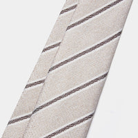 Silk Two Tone Stripe Tie in Warm Sand