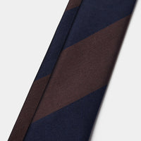 Silk Striped Tie in Navy Blue