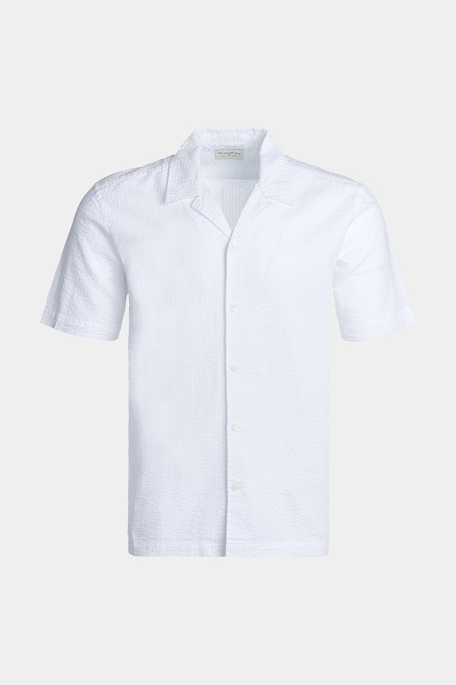Casual Revere Collar Seersucker Short Sleeve Shirt in Bright White