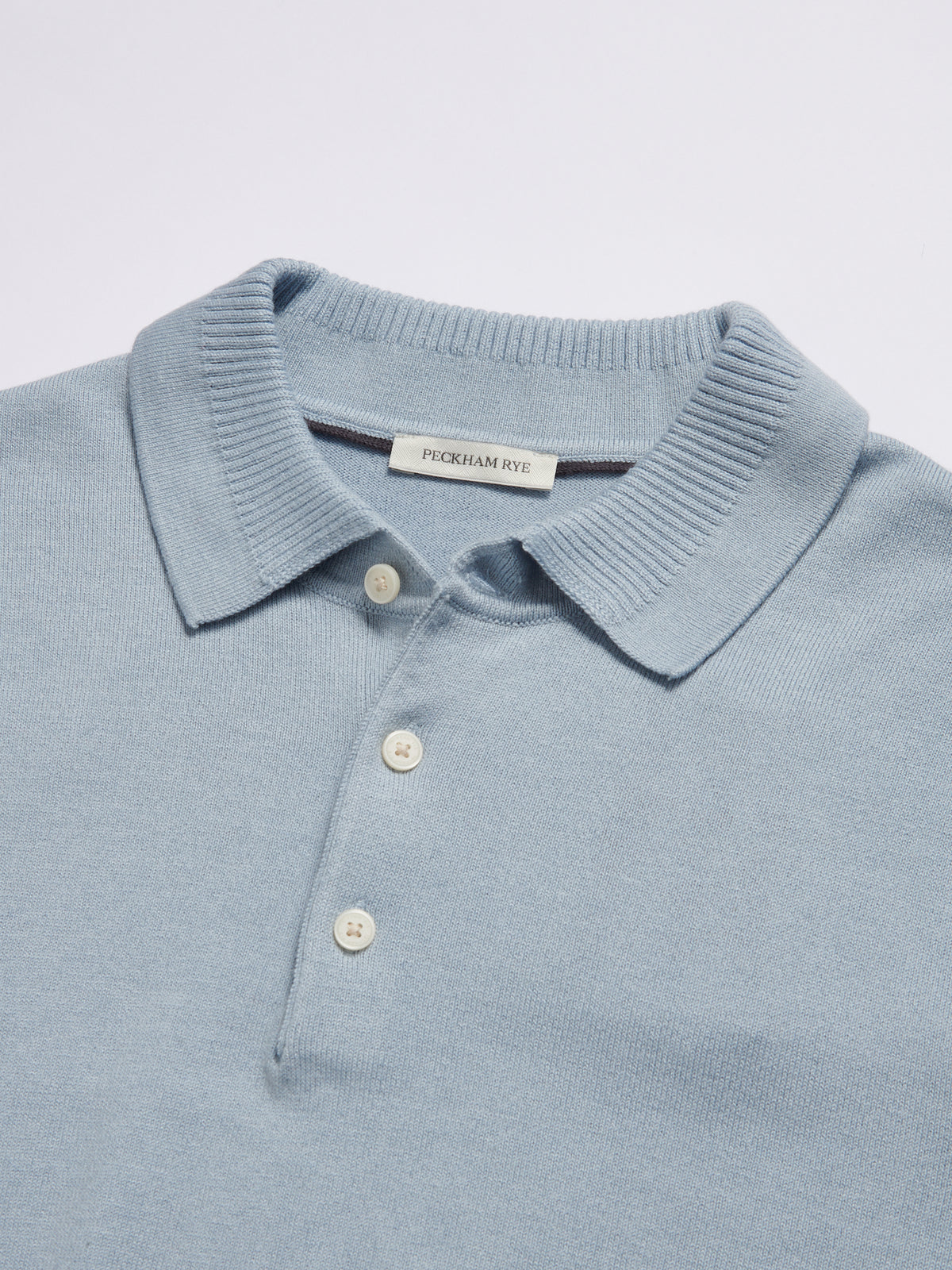 Ocean Textured Knit Polo in Blue Haze