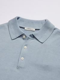 Ocean Textured Knit Polo in Blue Haze