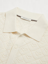 Rico Monogram Knit Shirt in Egret