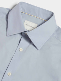 Cadogan High Collar Slim Fit Shirt in Blue Blizzard