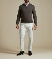 Stretch Cotton Trouser in Egret