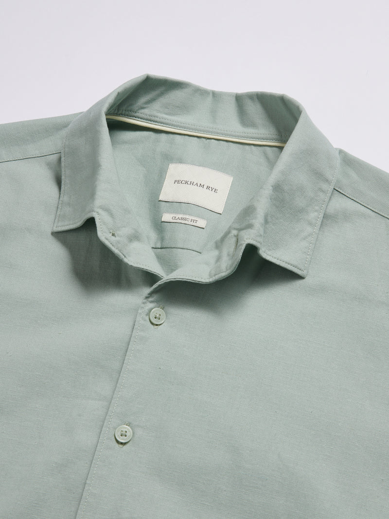 Grove Linen Blend Shirt in Seafoam