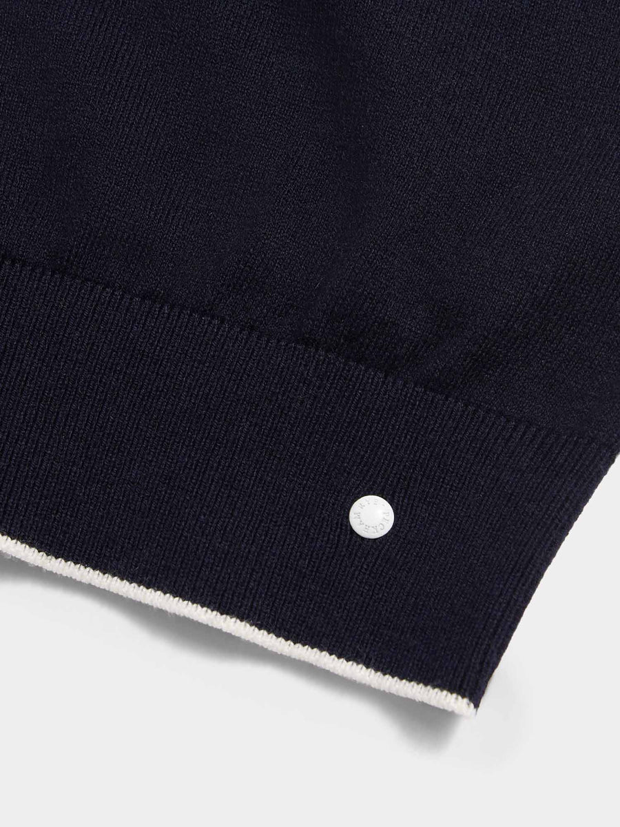 Peckham Rye Mens Knitted Crew in Dark Sapphire Navy