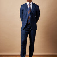 Classic Notched Lapel Suit Jacket in Navy Blue