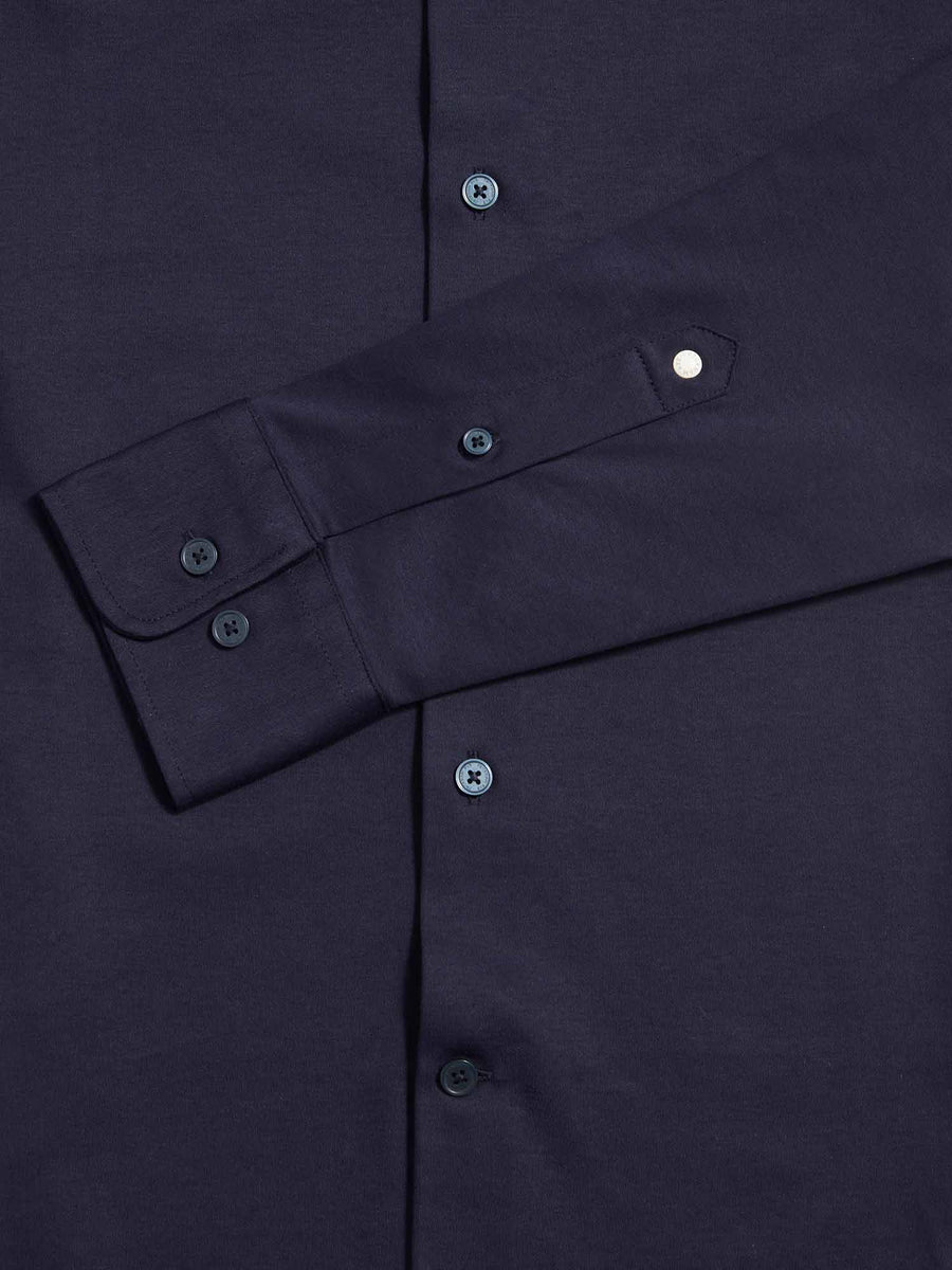 Peckham Rye Mens Mercerised Jersey Shirt in Dark Sapphire Navy