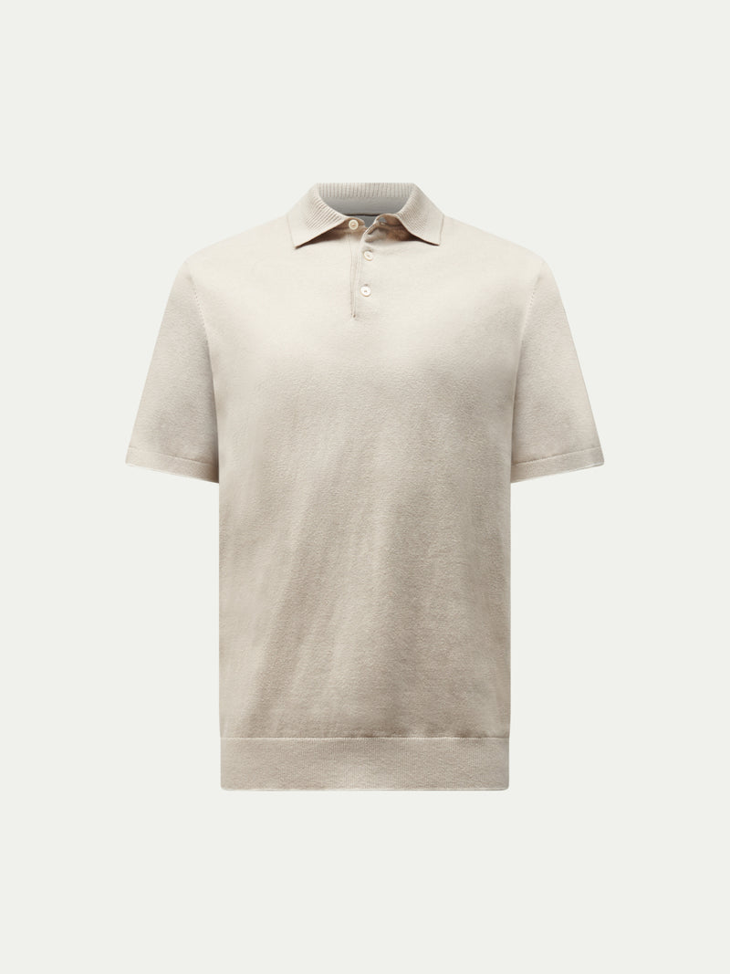 Ocean Textured Knit Polo in Peyote