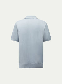 Ocean Textured Knit Polo in Blue Haze