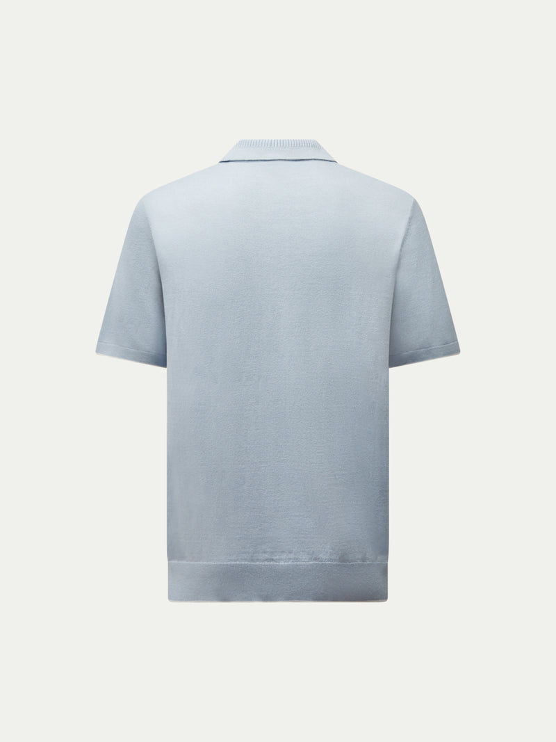 Ocean Textured Knit Polo in Blue Haze