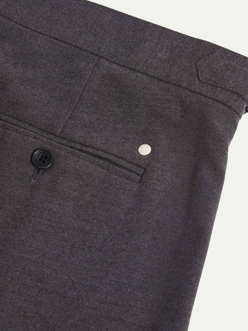 Twill Blend Smart High Waisted Trouser in Charcoal Grey