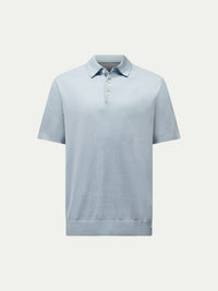 Ocean Textured Knit Polo in Blue Haze