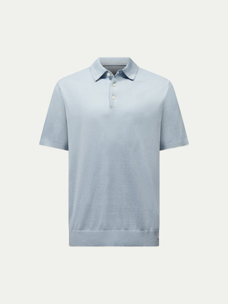 Ocean Textured Knit Polo in Blue Haze