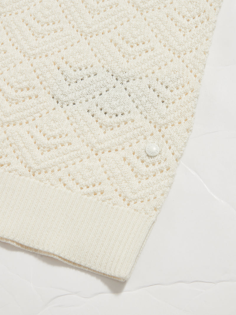 Rico Monogram Knit Shirt in Egret