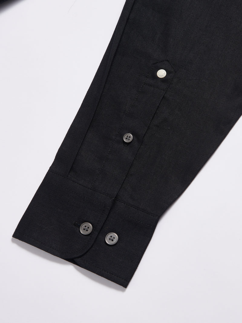 Grove Linen Blend Shirt in Black