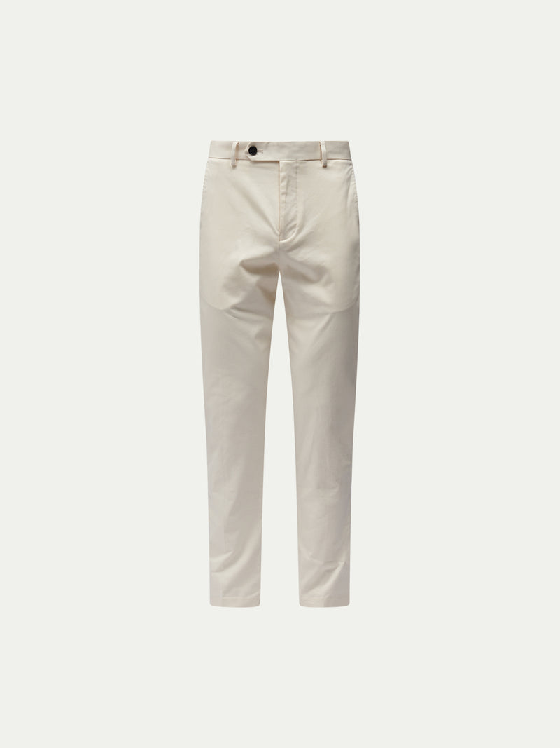 Stretch Cotton Trouser in Egret