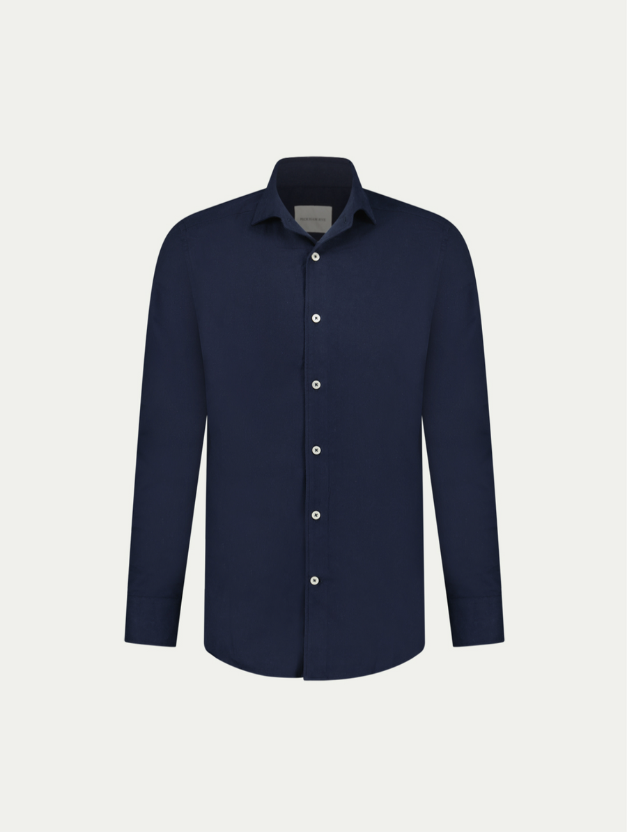 Peckham Rye Mens Flannel Herringbone Shirt in Dark Sapphire Navy