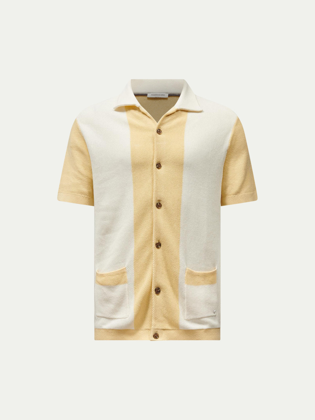 Sonny Open Stitch Revere Shirt in Reed Yellow